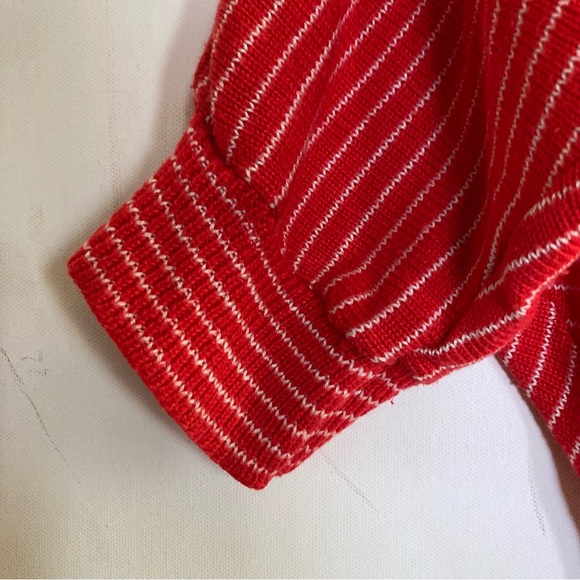 Vintage early 1980s Red Striped Sweater boat neck with Swimmer Design size XS/S - Picture 8 of 13